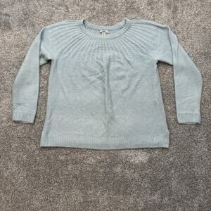 Light Blue Shimmer Metallic Sweater Petite XL Soft Cozy‎ Winter Timeless Holiday